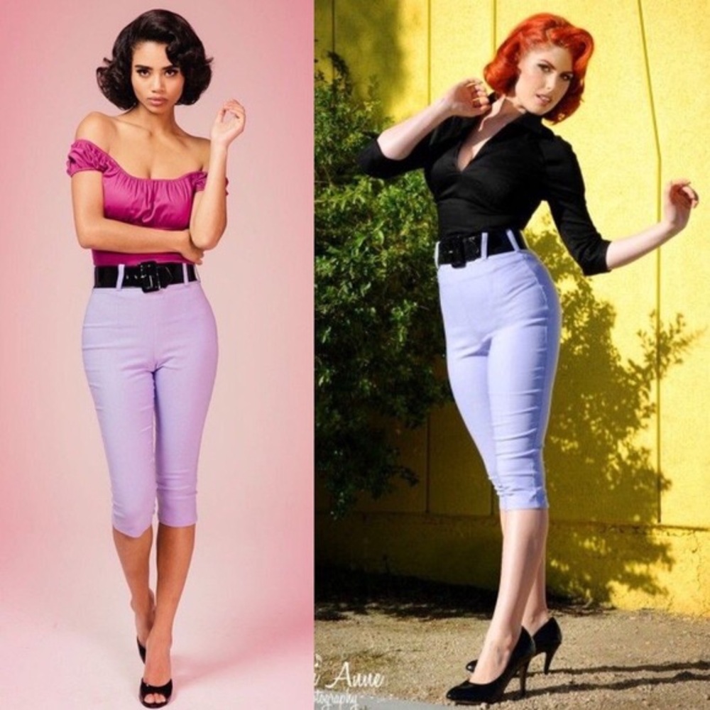 High-Rise Lavender Capri Jeans - Women